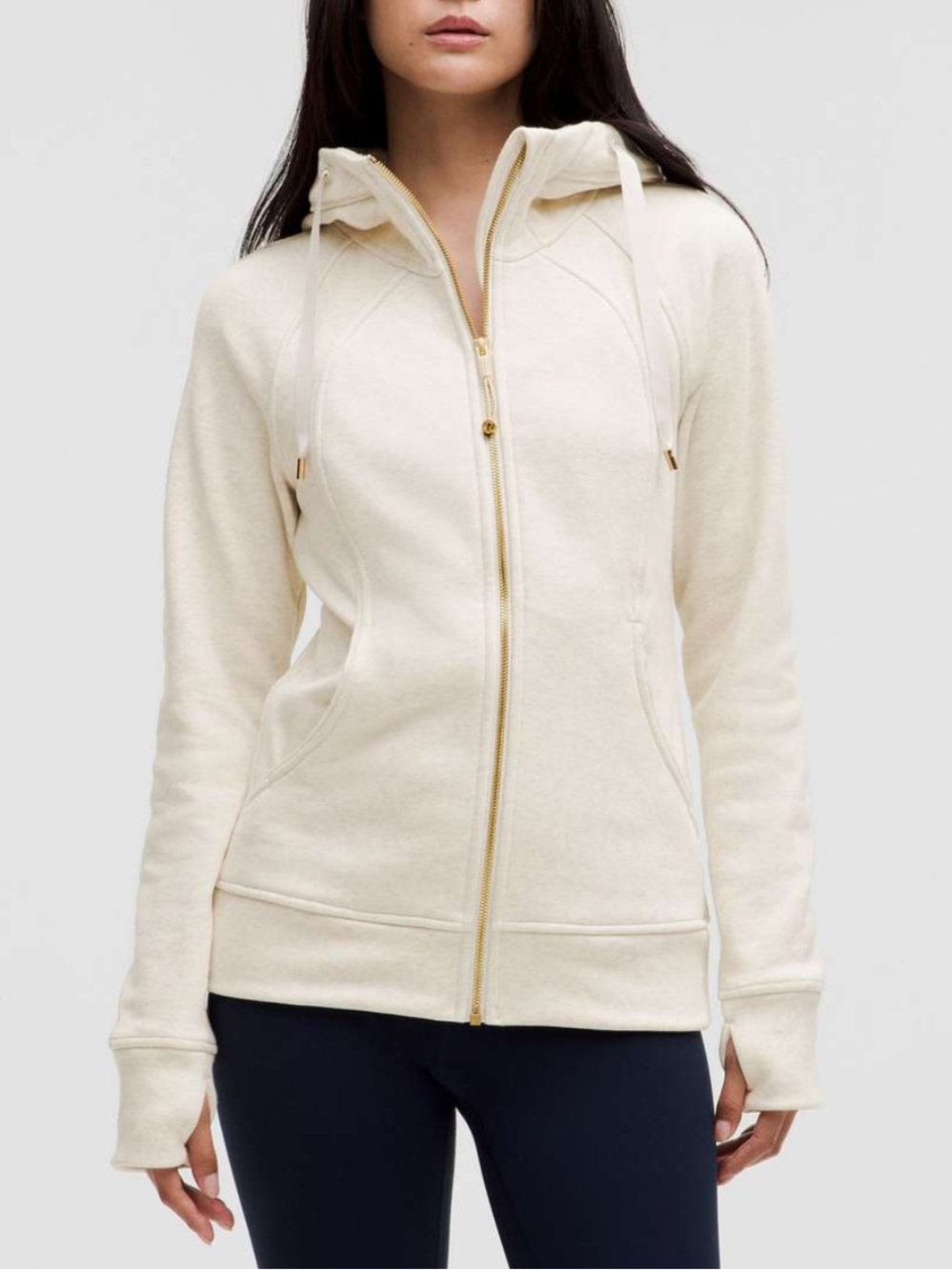 Lululemon Scuba Full-Zip Hoodie Plush Heathered Bone Gold Size 4